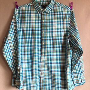 Club Room Men's Teal/Green Plaid shirt (L)